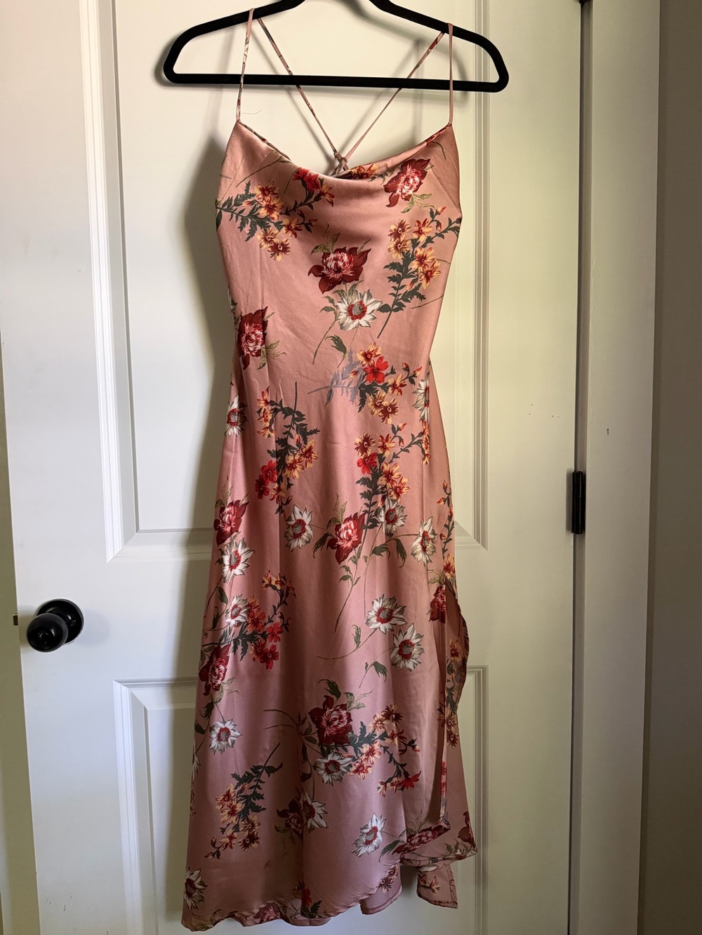 ASTR the Label Gaia Mauve Floral Satin Midi Slip Dress Size S